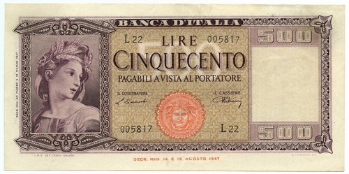 500 lire italia ornata - lire,