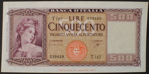 Italy p80b 500 lire - 500, xf++