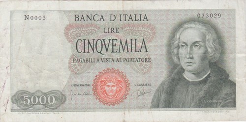 Italy italia 5000 lire 1964 - italy,