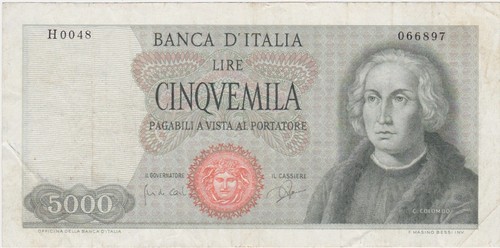 Italy italia 5000 - lire, 1964