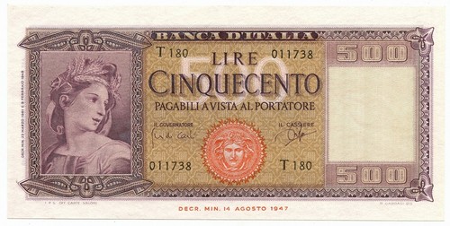 500 lire italia ornata - ornata, di