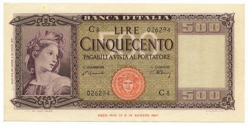 500 lire italia - ornata, di